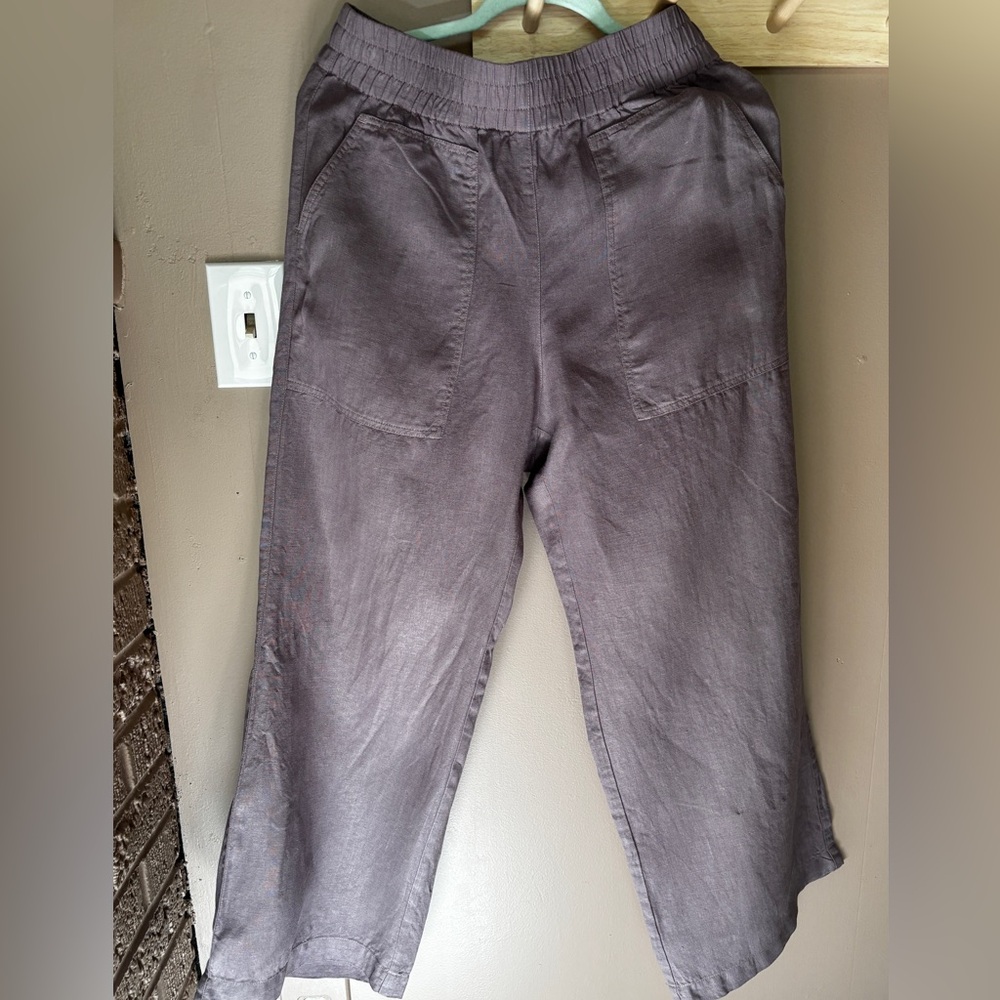 notPerfectLinen Puglia pants in caffe mocha purple size M/L